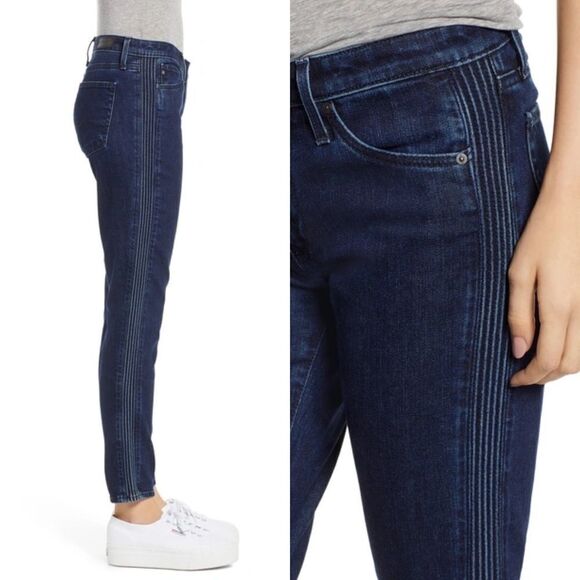 Ag Adriano Goldschmied Prima Pintucked Ankle Cigarette Jeans in Indigo Pursuits - Picture 2 of 10